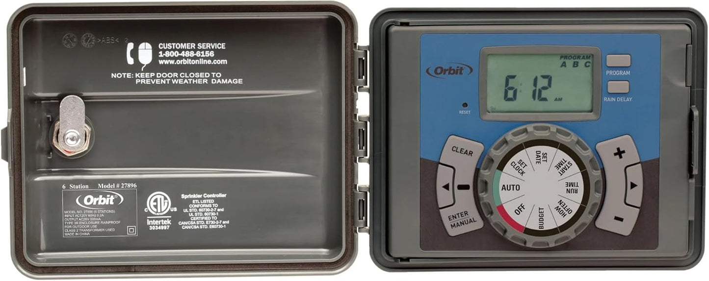 Orbit 27896 - Easy-Set Logic 6-Station Indoor/Outdoor Sprinkler Timer/Controller