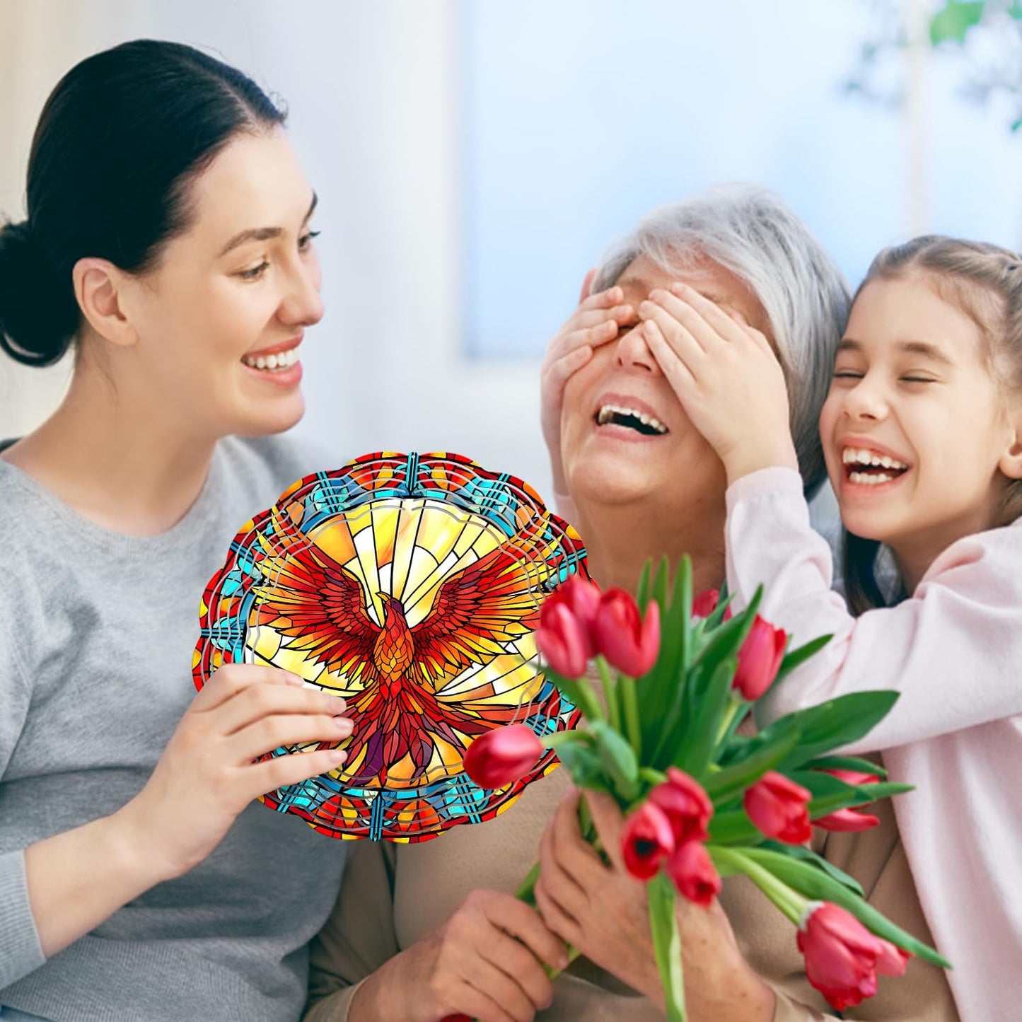 Phoenix Wind Spinner, Phoenix Wind Spinner Hanging for Yard and Garden, Unique Gift Wind Spinner, 3D Hanging Wind Spinner Outdoor, Cute Phoenix Wind Spinner