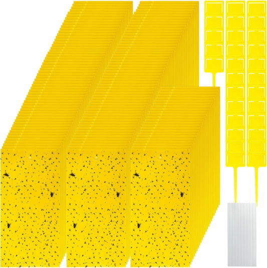 550 Pcs 7.9 x 4 Inch Sticky Traps for Plant Gnats Double Sided Sticky Traps with Twist Ties for Flying Killer Insect Indoor Outdoor Fungus Gnats, Whiteflies, Aphids (Yellow)
