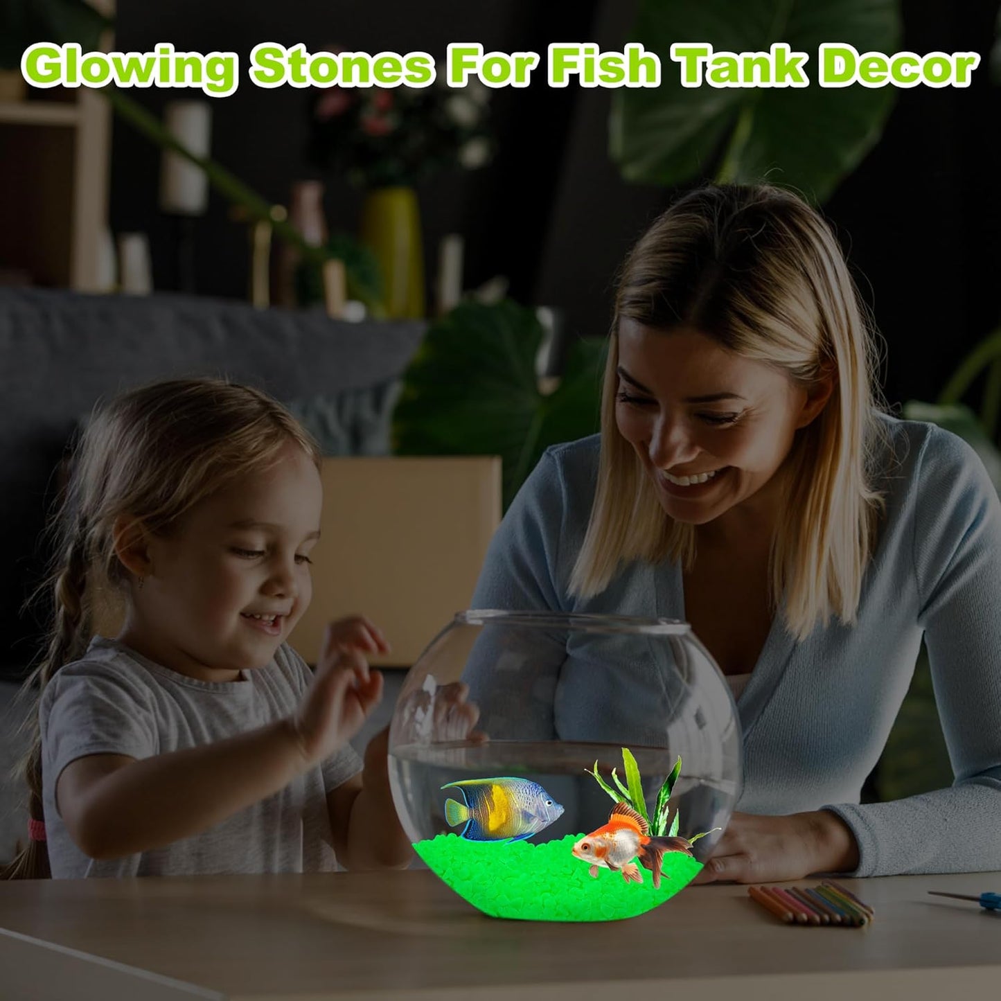 200pc Green Glow in The Dark Stones Green Pebbles Glow Fish Tank Rocks Luminous Pebbles for Outdoor Decor Garden Luminous Stone Glow Stones for Yard Walkway Pathway Aquarium,Blue