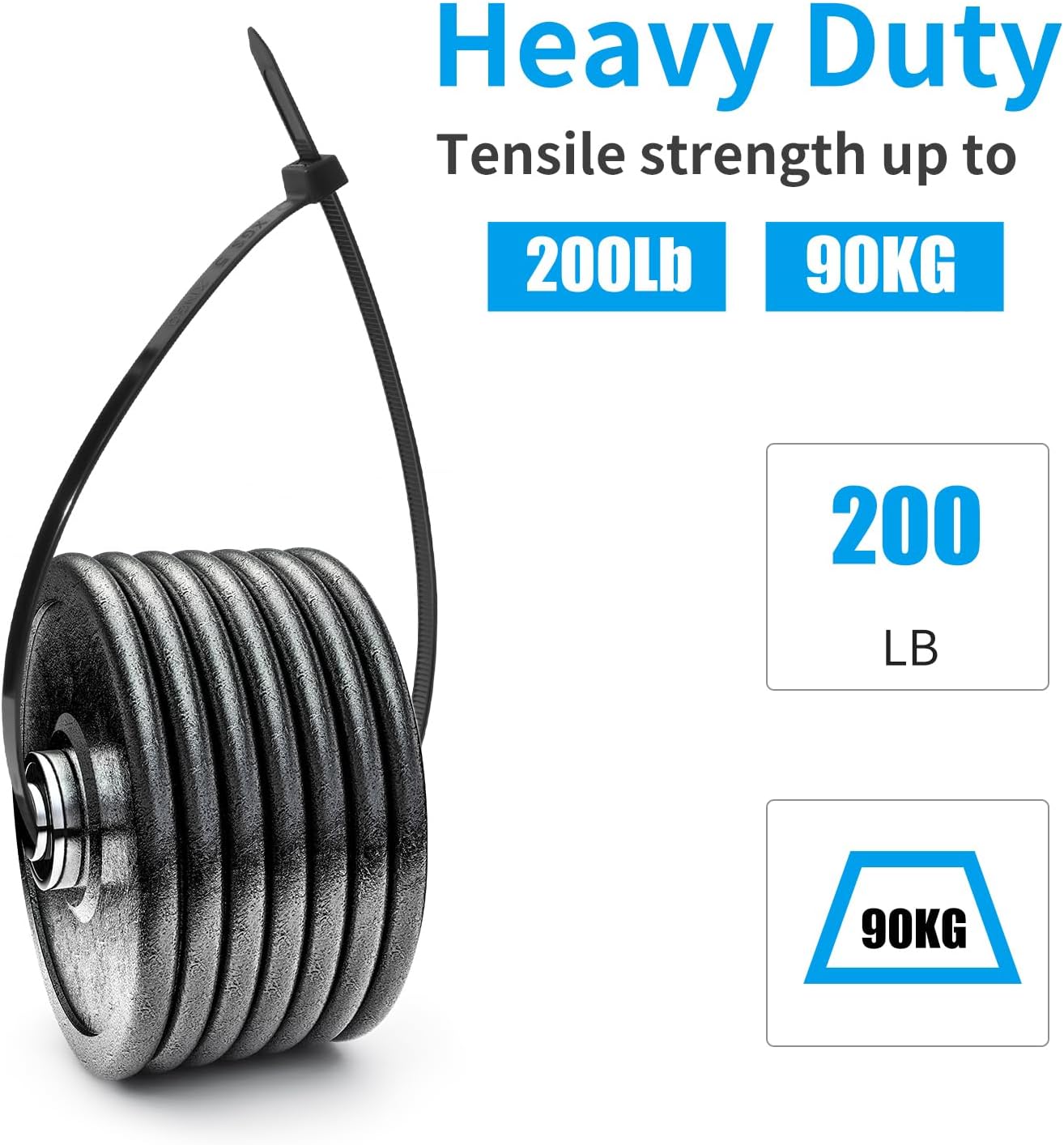 XINGO 22 inch Black Zip Ties Heavy Duty 100Pack, 200 LBS Ultra Strong Plastic Wire Ties, Large Cable Ties Extra Long Tie Wraps, Indoor and Outdoor UV Resistant