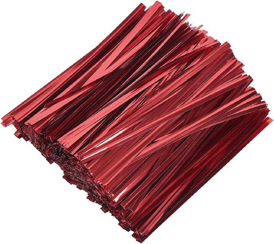 800 Pcs 4" Metallic Twist Ties(Red) for Bakery Ties, Candy Bags, Coffee Bags, Goodie Bags Ties