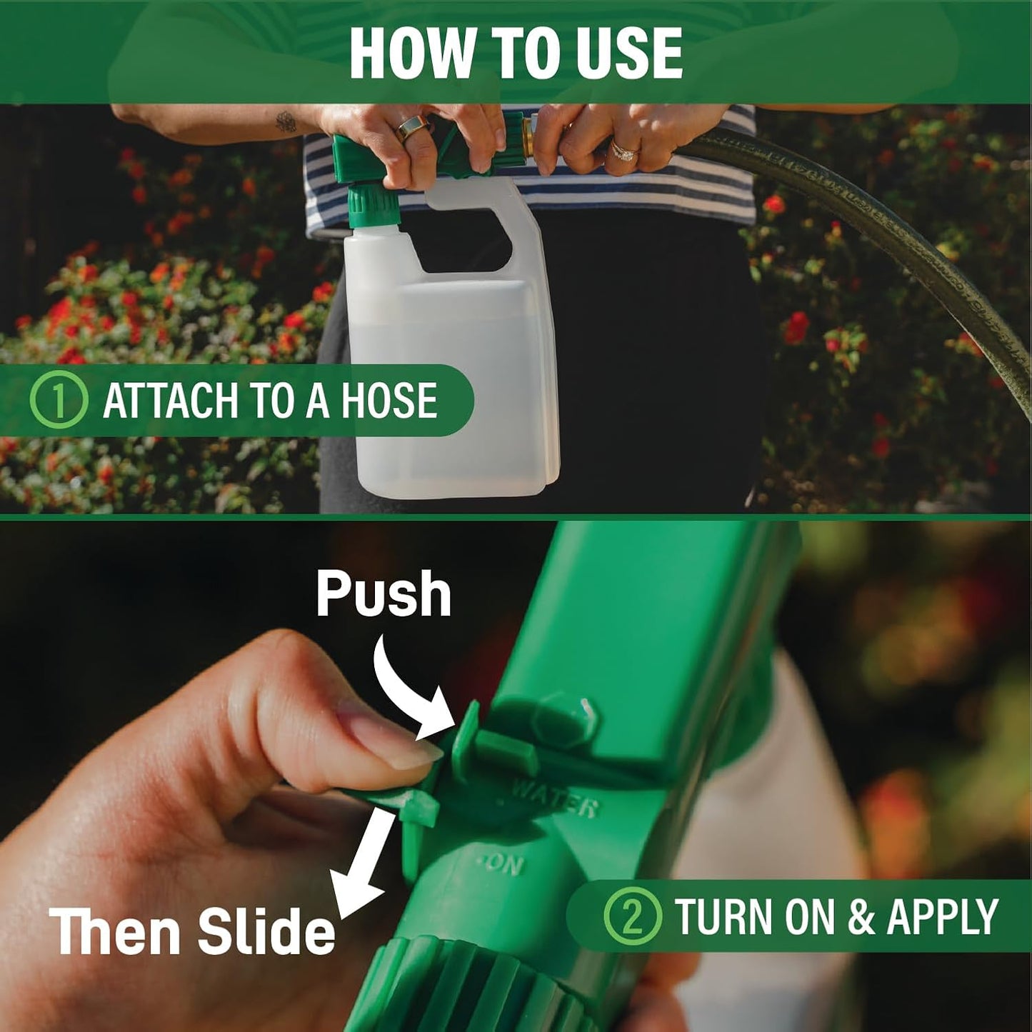 Humboldts Secret 2-Pack Garden Hose End Sprayer | Multipurpose Lawn Attachment with 100 to 1 Mixing Ratio | Garden Sprayer for Lawn Care, Fertilizing, Car Wash & Outdoor Use | 32 ounce