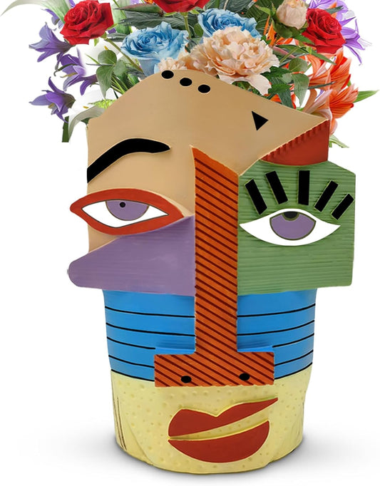 Abstract Face Planters Pots Head,Unique Head Planter for Indoor Plants,Funny Face Flower Pot,Colorful Plant Pots for Outdoor Garden Decor and Home Art Decoration(Eclectic)