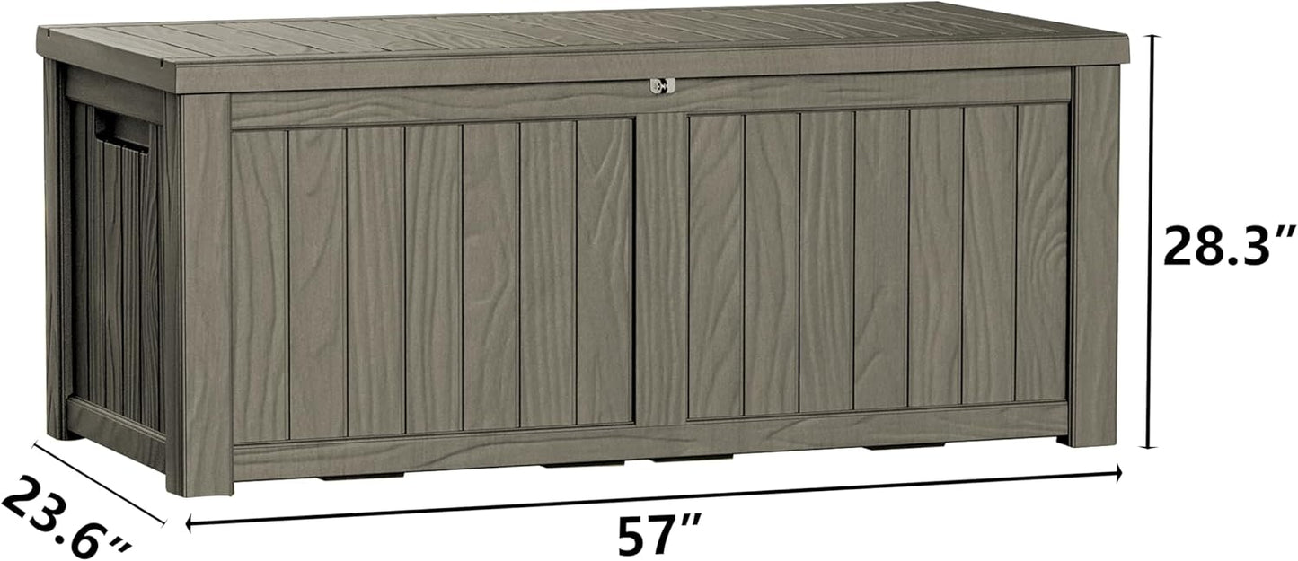 120 Gallon Double-Wall Resin Deck Box - Lockable Waterproof Outdoor Storage Box, 1000lbs Capacity & Doubles as Seating for Patio Furniture - Garden Tools, Pool Accessories (Brown)