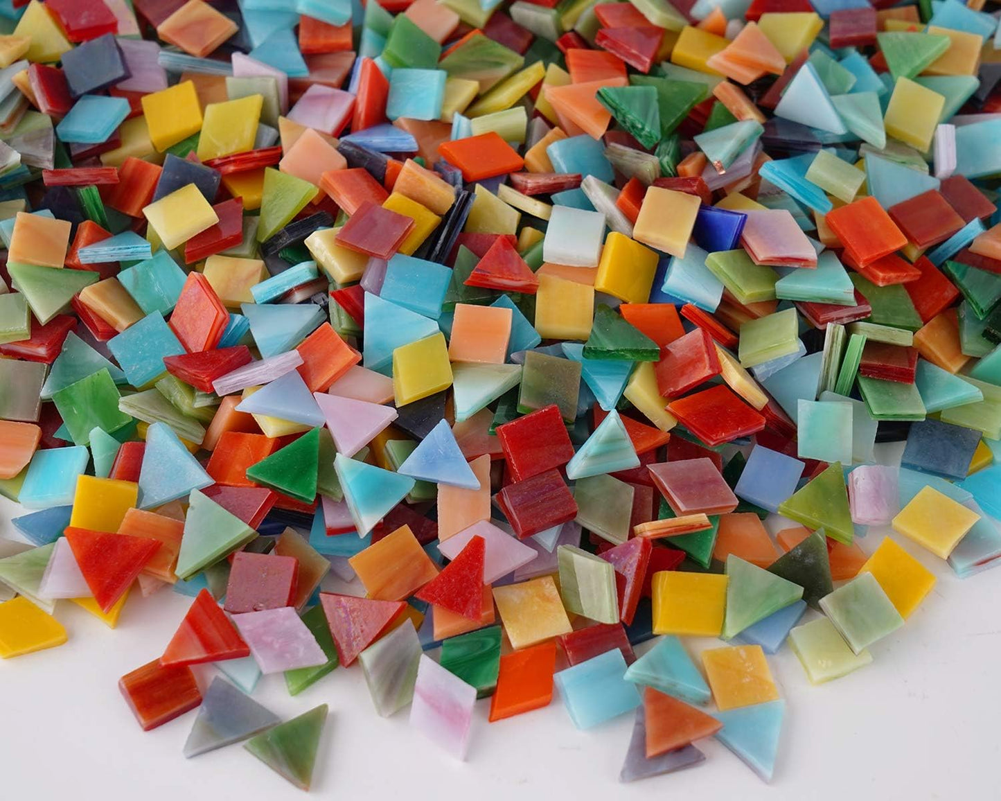 Lanyani 1600 Pieces/2.2 Pounds Vibrant Mixed Glass Mosaic Tiles for Crafts Cathedral Stained Glass Pieces - Assorted Colors and Shapes-Great Value Pack, Opaque…