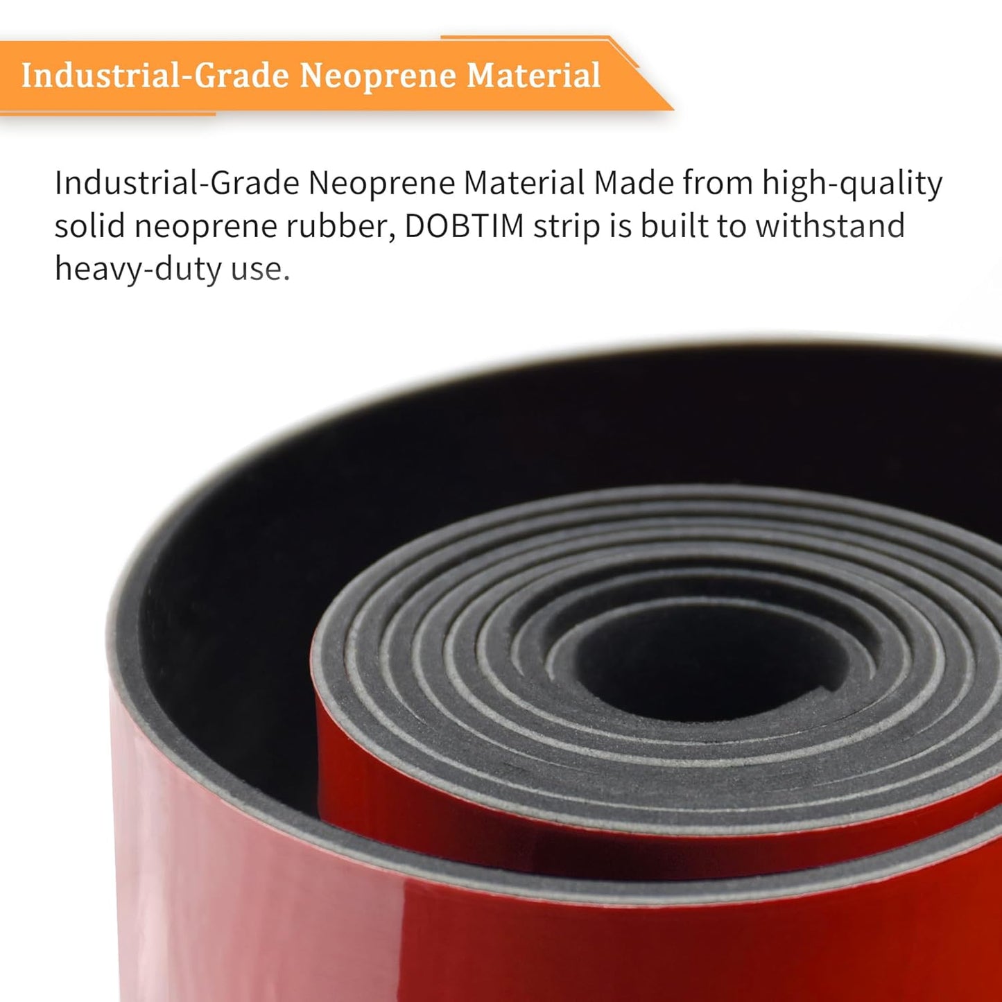 DOBTIM Solid Neoprene Rubber Strips with Adhesive Backing 1/8 (.125)" Thick x 1" Wide x 25' Long, Self Adhesive Rubber Sheets, Rolls & Strips for DIY Gaskets Crafts Pads Seals Warehouse Flooring