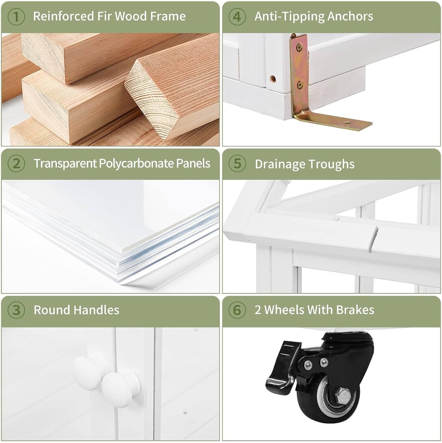 Wooden Cold Frame Greenhouse with Wheels, Portable Fir Garden Plant House with Storage Box, Openable Roof for Seedlings, Herbs, Winter Crops, Perfect for Patio, Balcony, Garden