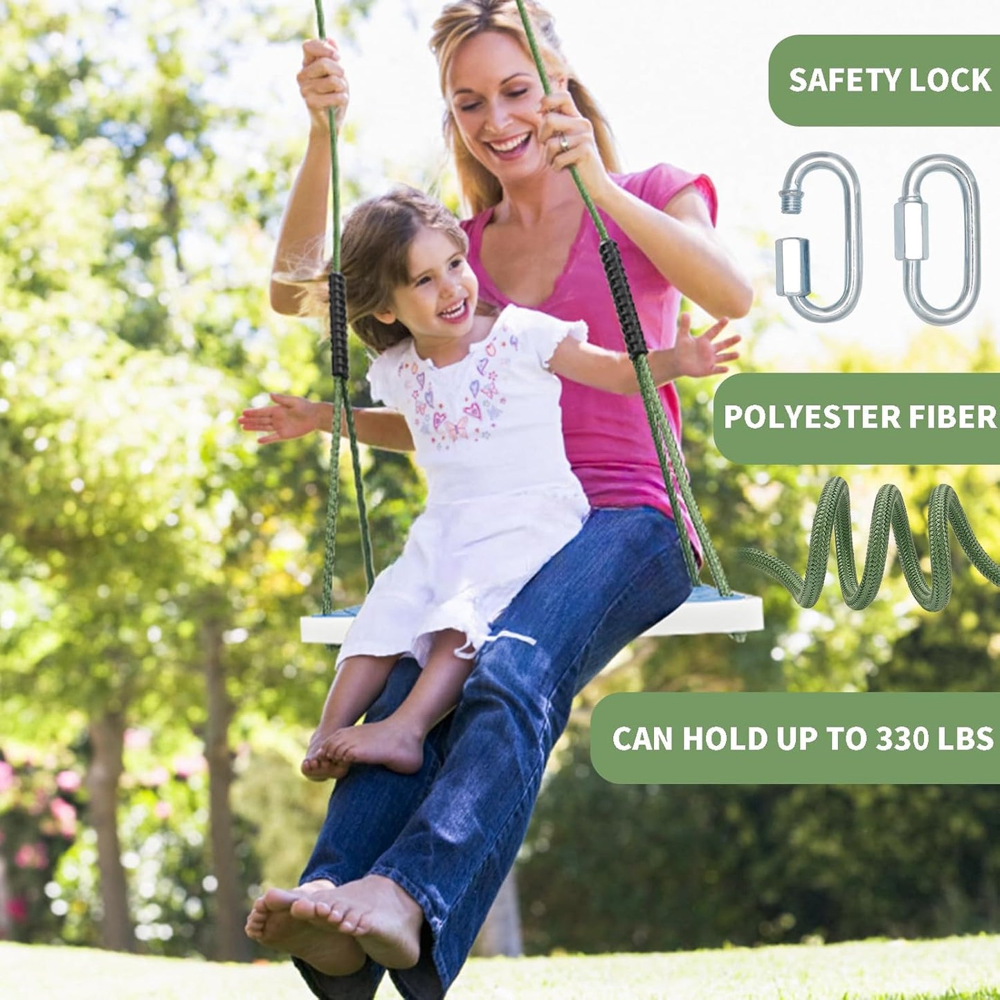 Heavy Duty Swing Seat Non-Slip with Tree Rope Adjustable Swing Set Accessories Replacement for Kids Outdoor Backyard Playground Jungle Gym(Blue)