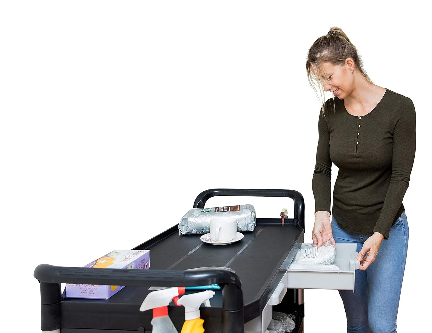 [ JaboEquip] 3 Shelf Durable Utility Cart Lockable Medical Cart Cabinet Hospital Cart Lab Cart, 606 lbs Load for Lab Hospital, JB-3KD1M, Black