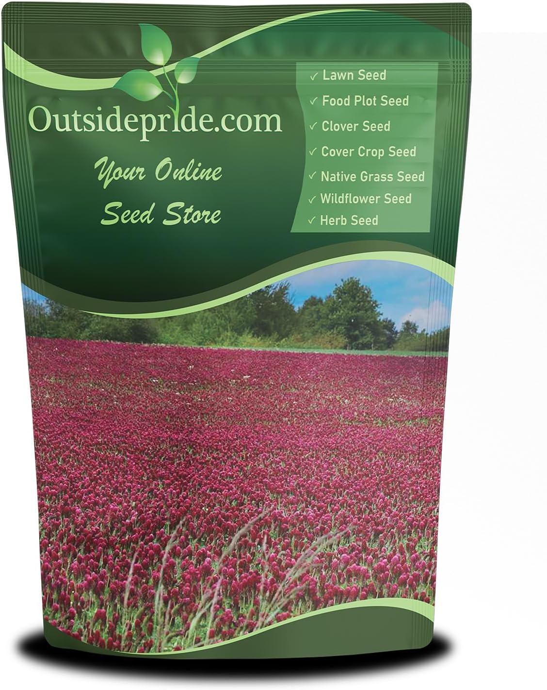 Outsidepride Crimson Clover Seeds - 2 lbs. Annual, Nitrocoated, & Inoculated Ground Cover Seeds, Ideal Clover Seed for Lawn, Cover Crop, Pasture, Hay, Green Manure & Wildlife Forage