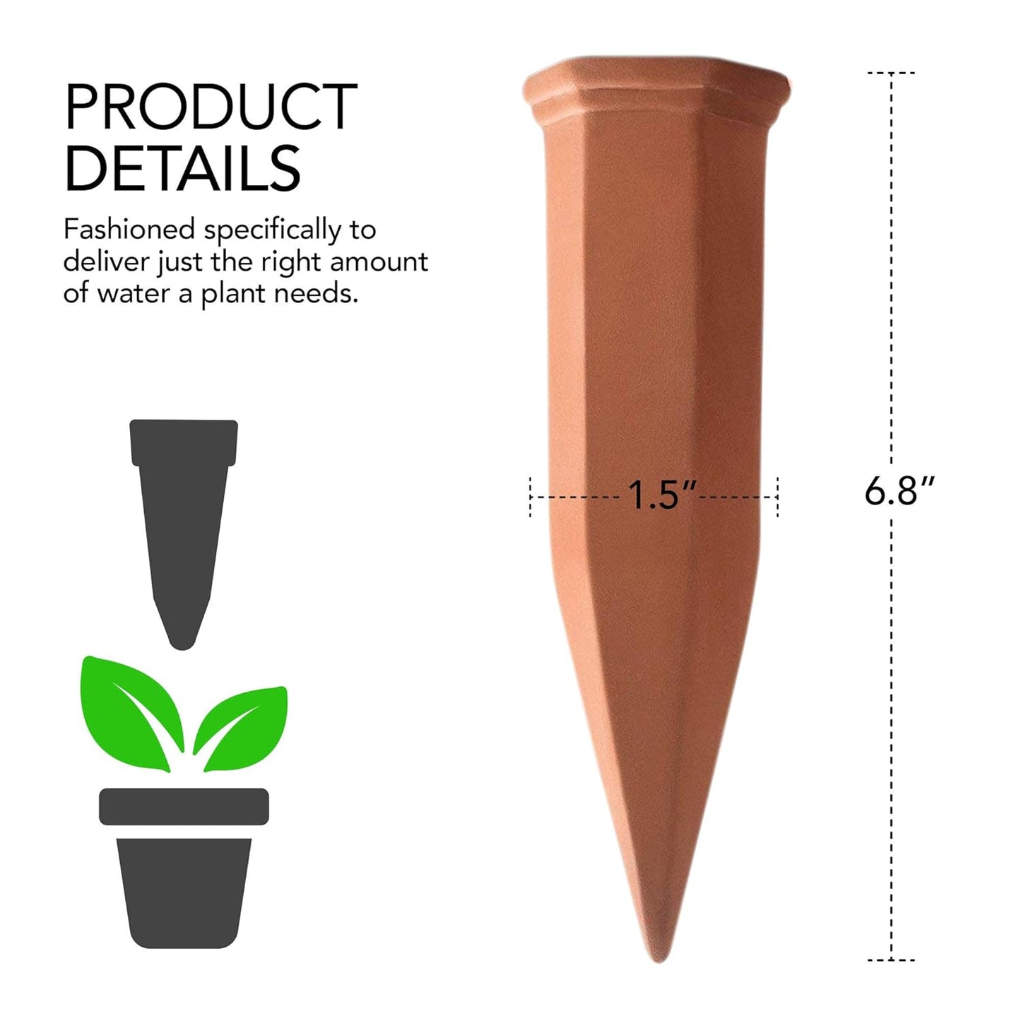 Plant Self-Watering Stakes for Indoor Outdoor Plants (4 Count) Terracotta Plant Watering Spikes for Recycled Wine Bottles to Water Plant at Home or on Vacation - Automatic Irrigation System for Plants