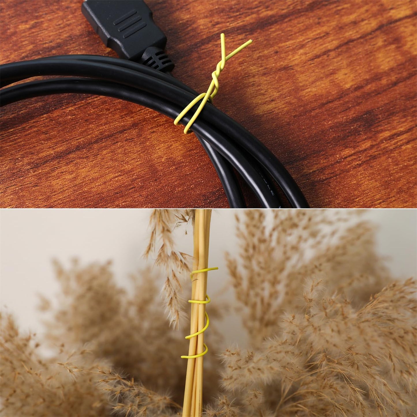 200 Pcs 6 inch Garden Twist Tie, Round Plastic Twist Ties for Plants, Vines and Wrapping Cords or Christmas Tree Gardening Plants Growth and Care, Office Home Cable Organization (Yellow)