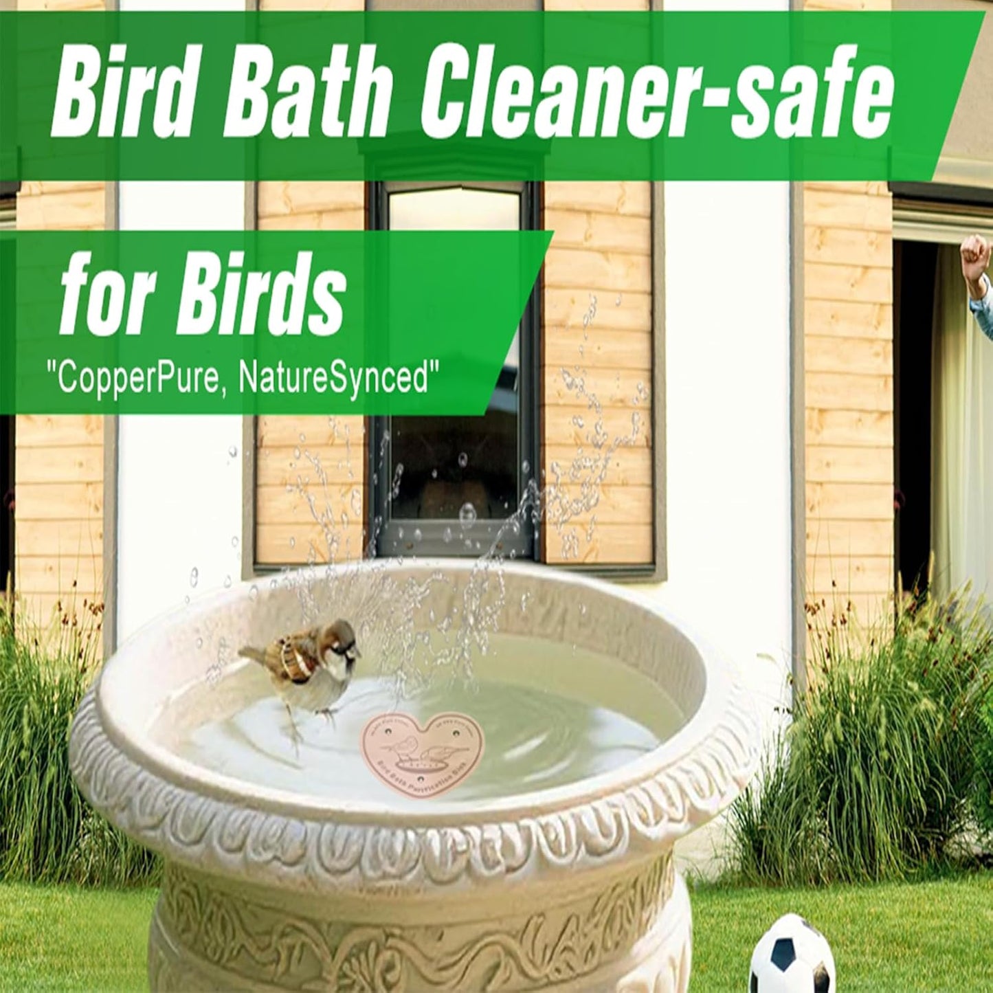 3-Pack 99.99% Pure Copper Bird Bath Purification Disk,Copper Disc with Stable Triple-Point Support,Fits All Outdoor Bird Baths(Heart-Shaped)