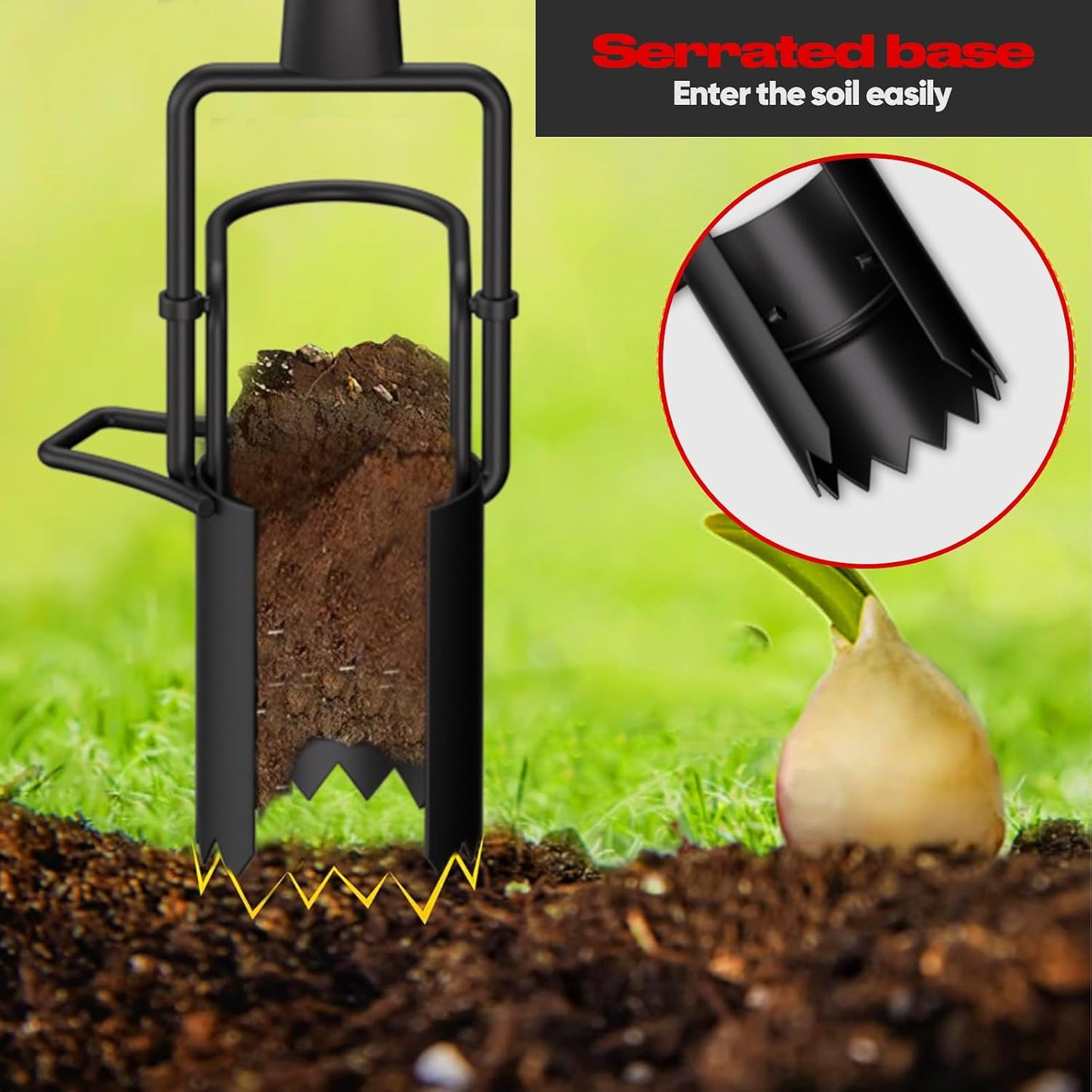 Long Handle Bulb Planter Tool, Standing Gardening Bulb Transplanter, Turf Remover Lawn Inserter - for Digging Holes