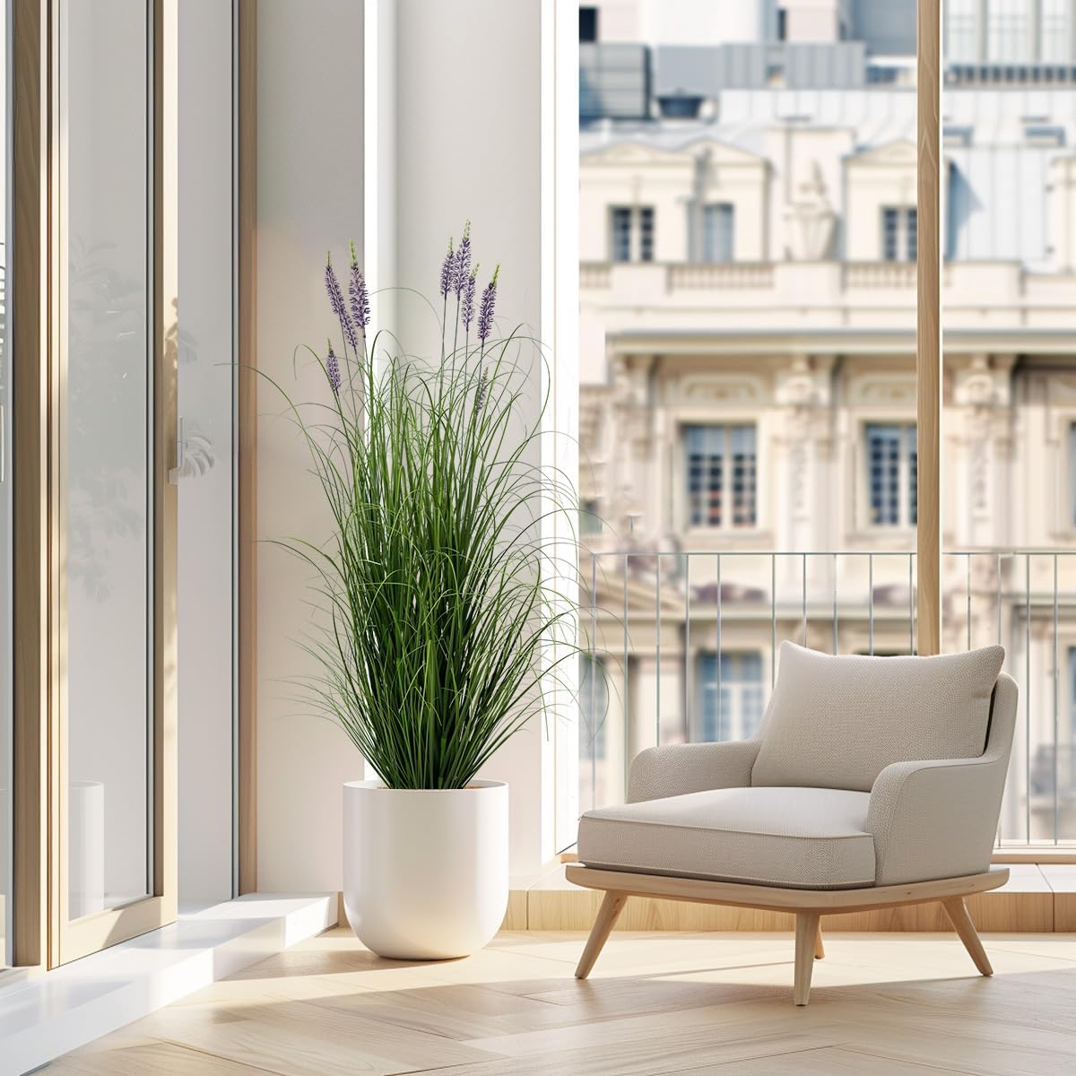 Artificial Plant 5ft(2pack) Tall Artificial Lavender Plant,Faux Plants Indoor Home Decorative Artificial Plants & Flowers in Pot Fake Plant, House Plant Indoor