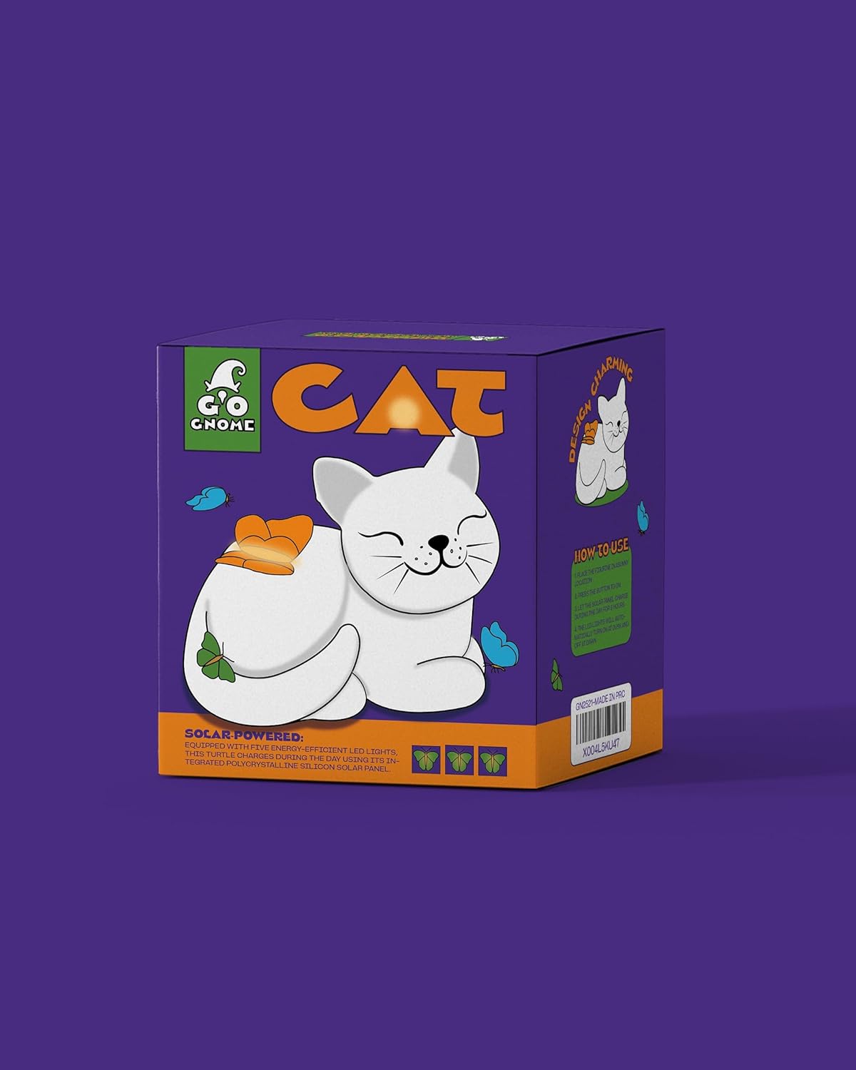 Solar Cat Garden Statue with Butterfly Light – 5-Inch Outdoor Resin Figurine for Yard, Patio, Balcony – Gifts for Women, Garden Decor Accent (Cat)