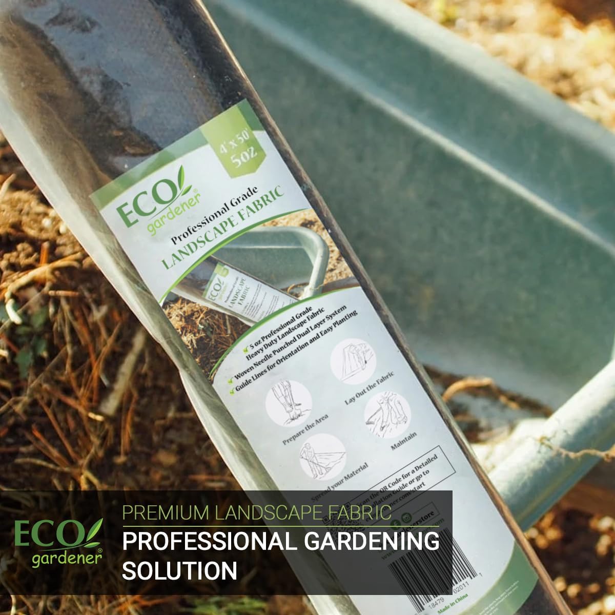 ECOgardener Premium 5oz Landscape Fabric, 4ft x 100ft Pro Garden Weed Barrier - Durable & Heavy Duty Weed Block Gardening Mat, Easy Setup & Superior Weed Control, Eco-Friendly & Convenient Design