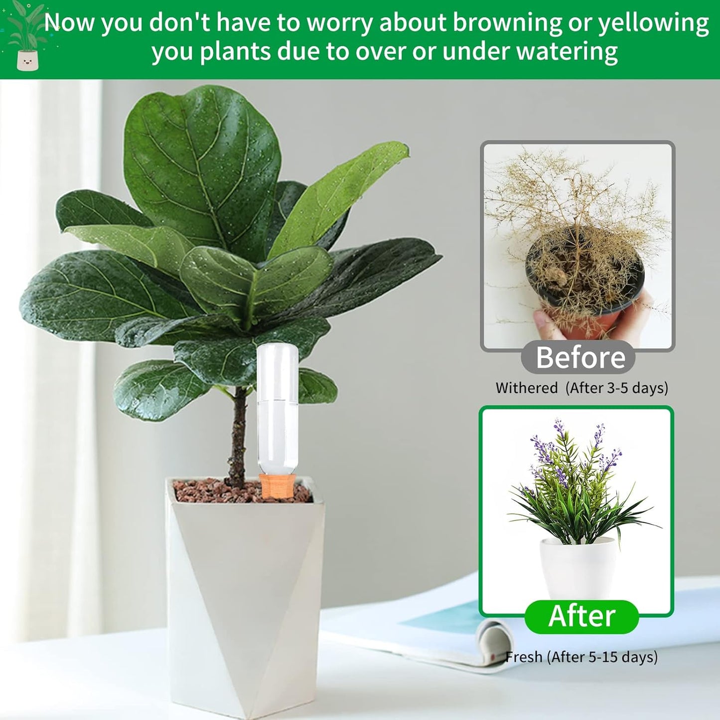 Plant Self Watering Stakes 12 Pack Terracotta Watering Spikes for Indoor and Outdoor Plants,Wine Bottle Plant Watering Devices, Automatic Plant Waterers for Vacation