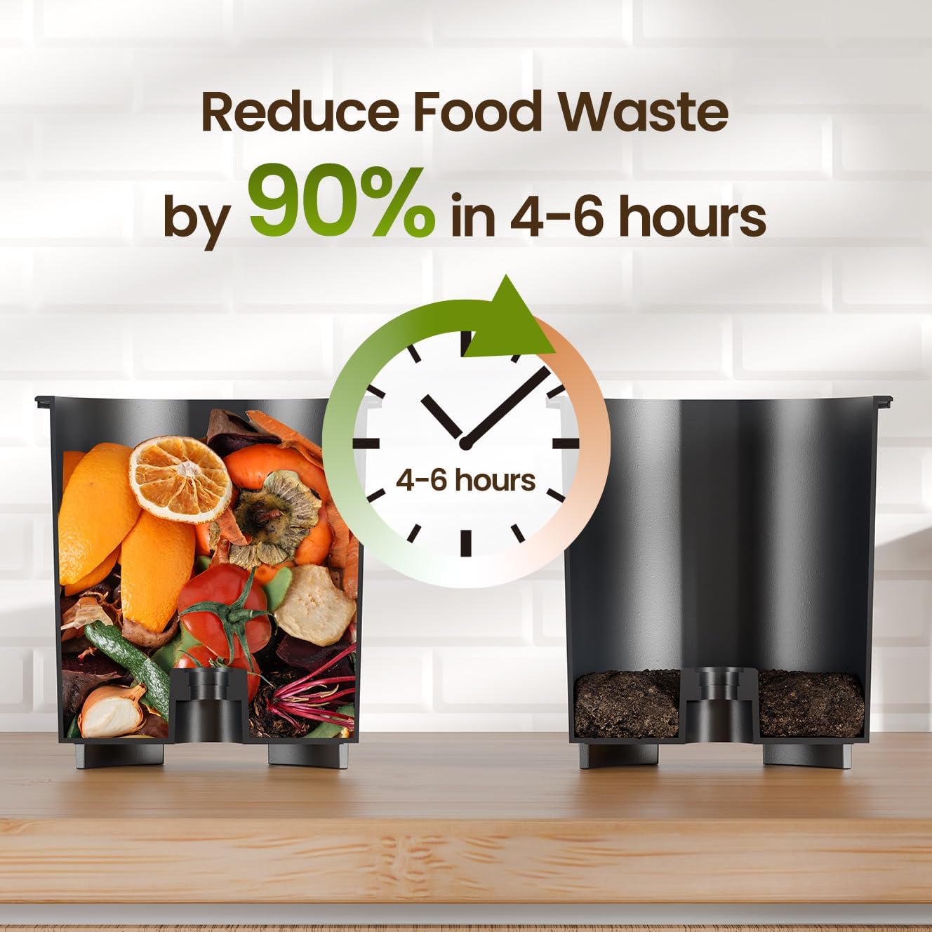 Electric Compost Bin for Kitchen - 3L Countertop Composter with Odorless Auto-Cleaning, Turns Food Waste to Fertilizer in 4 Hours, for Indoor Home Use