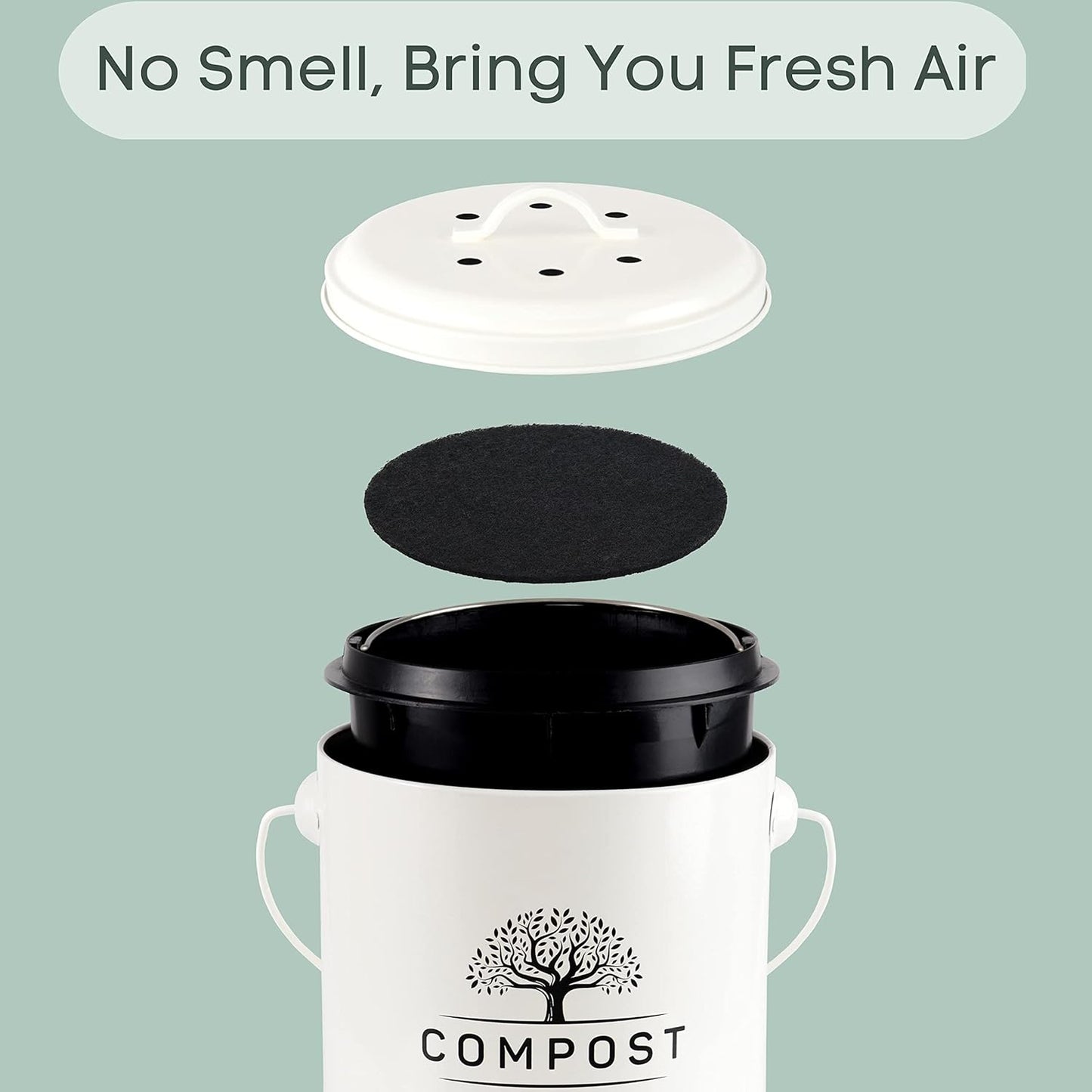 Perfnique Compost Bin Charcoal Filters, 12 Pack Filter Replacement for Compost Bucket, Kitchen Compost Bin Countertop Filters, Longer Lasting Activated Carbon Filters for Kitchen Pail Composter