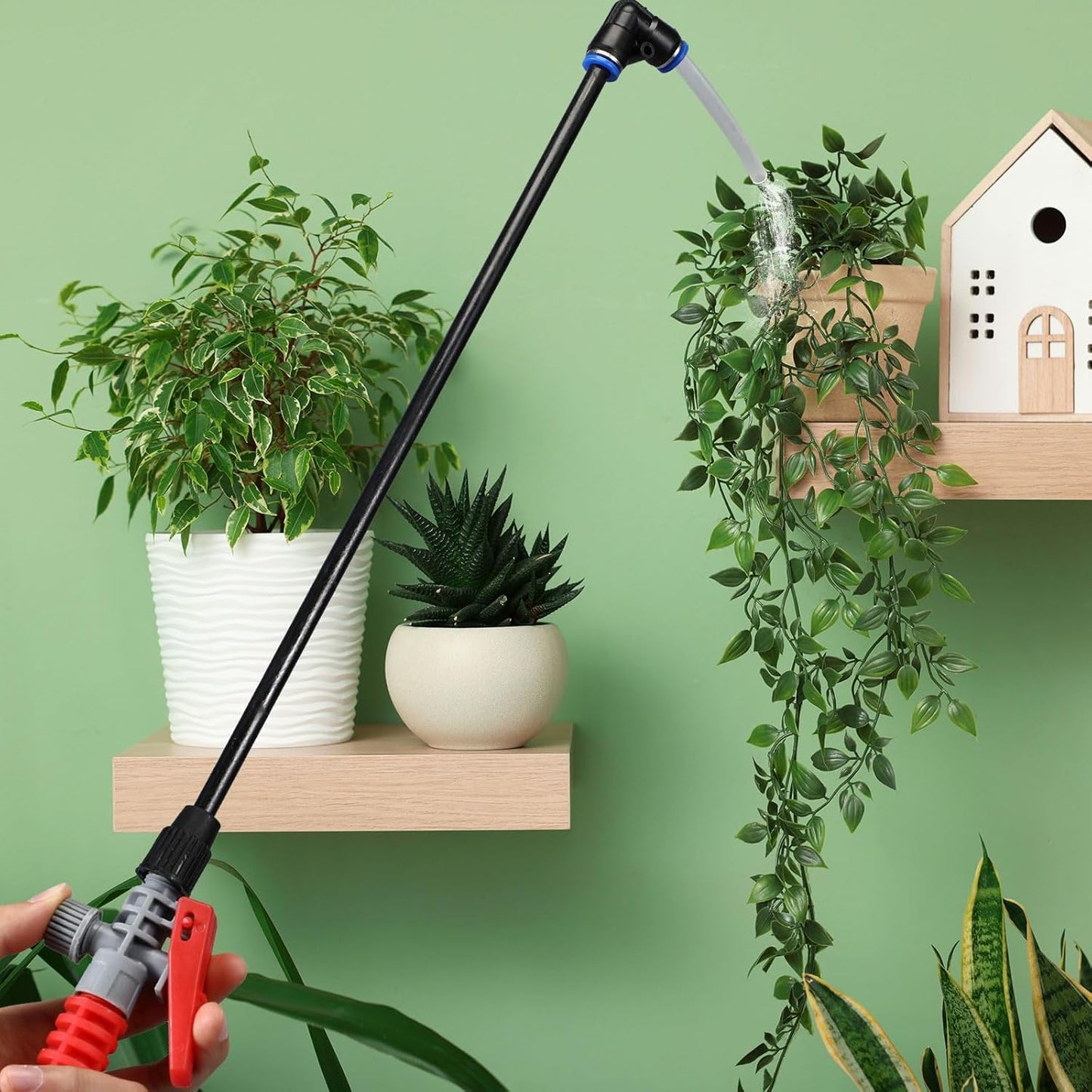 Honeydak 1.3 Gallon 5L Garden Pump Pressure Sprayer Watering Can Device for Watering Hanging Plant Basket Hard to Reach Pump Sprayer for Weeds, Lawn Care & Pesticides (Red)