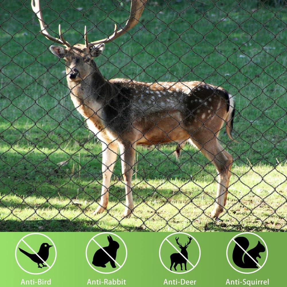 Junflying Bird Netting for Garden, 7.5X65 FT, 1/2“ Mesh, Strong Woven Deer Fence Netting for Garden Protection with Ties, Protect Vegetables, Fruit Trees, Blueberry Bushes, Strawberry Plants