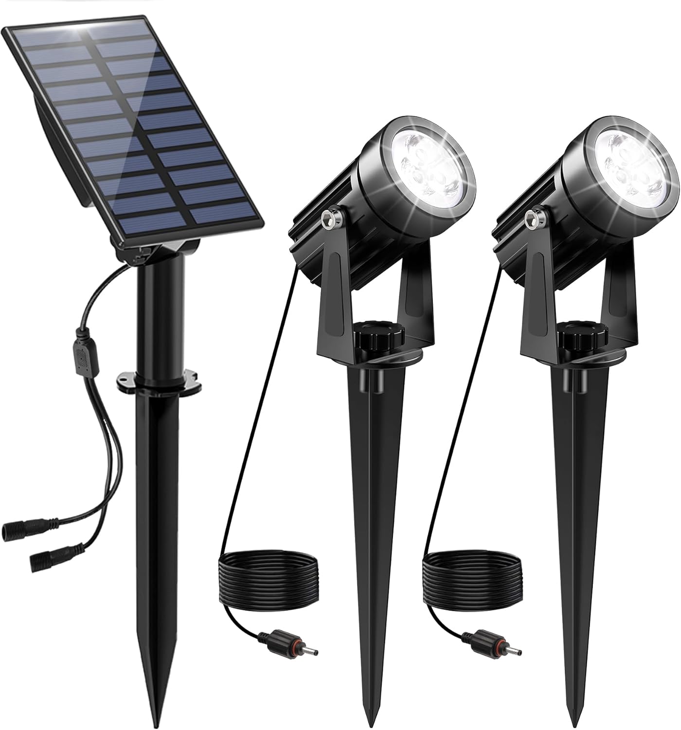 Solar Spot Lights Outdoor, 2-in-1 Solar Landscape Spotlights IP65 Waterproof 9.8ft Cable,Auto On/Off Outdoor Wall Lights for Garden Yard Driveway Porch Walkway Pool(6000K White)