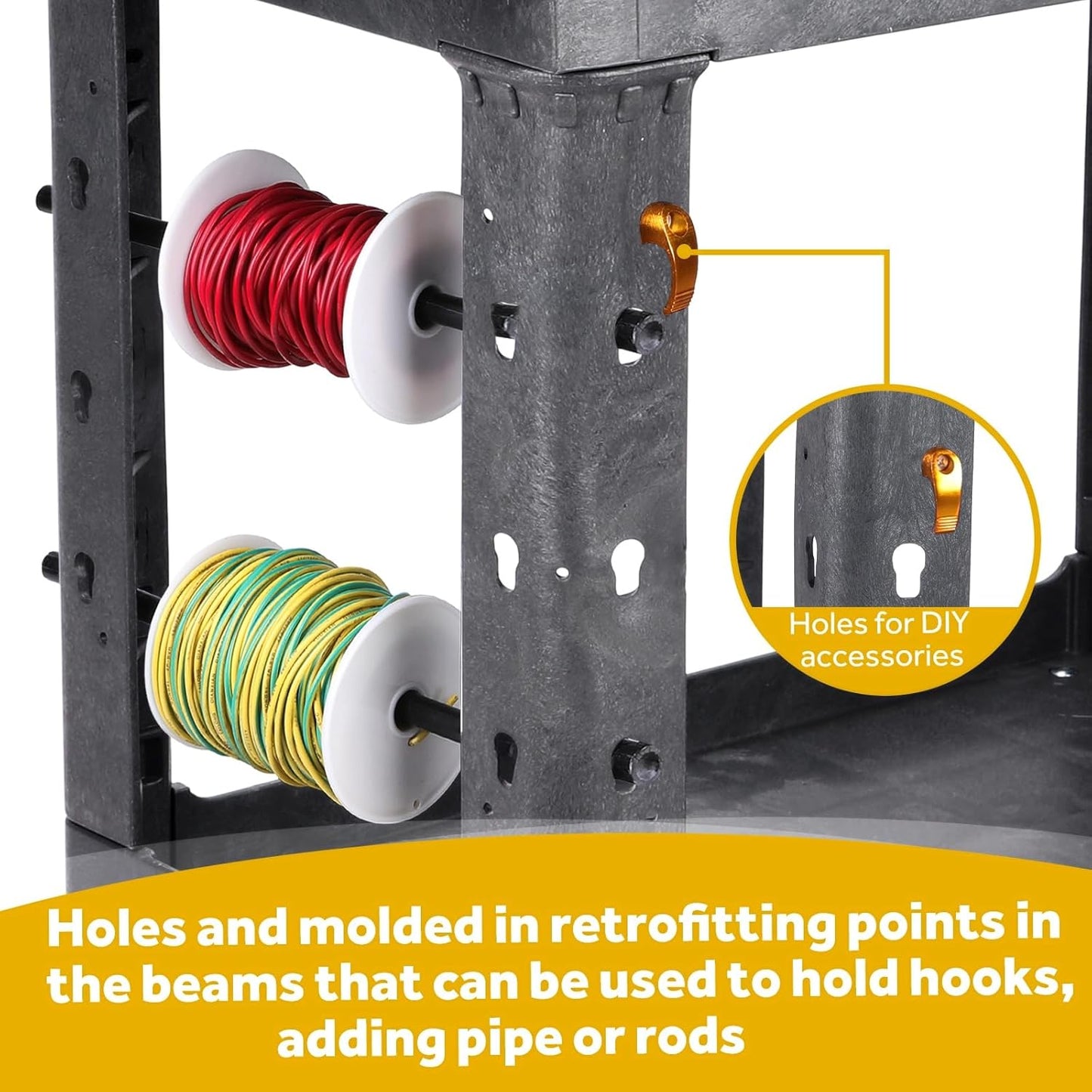 ELAFROS 2024 Model Heavy Duty Utility Cart 34x17 Inch, 2 Tier Rolling Service Cart with Deep Shelves, 550 lbs Capacity – Random Color Black or Gray, Clearance Work Cart