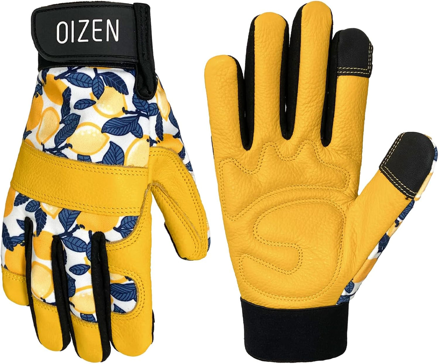 Cowhide Leather Thorn Proof & Puncture Resistant Gardening Gloves for Women and Men, Touchscreen Compatible Working Gloves for Weeding, Digging, Planting, Gardening Gifts for Women, Size Medium