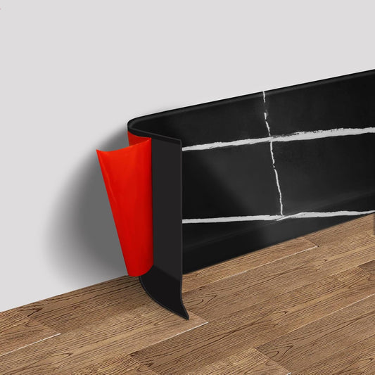 FONUNO Vinyl Wall Base Baseboard Molding Trim 4" Flexible Self Adhesive Rubber Wall Base Moulding Trim Peel and Stick Design, 4 Inch x 20 Feet, Black Stone Grain