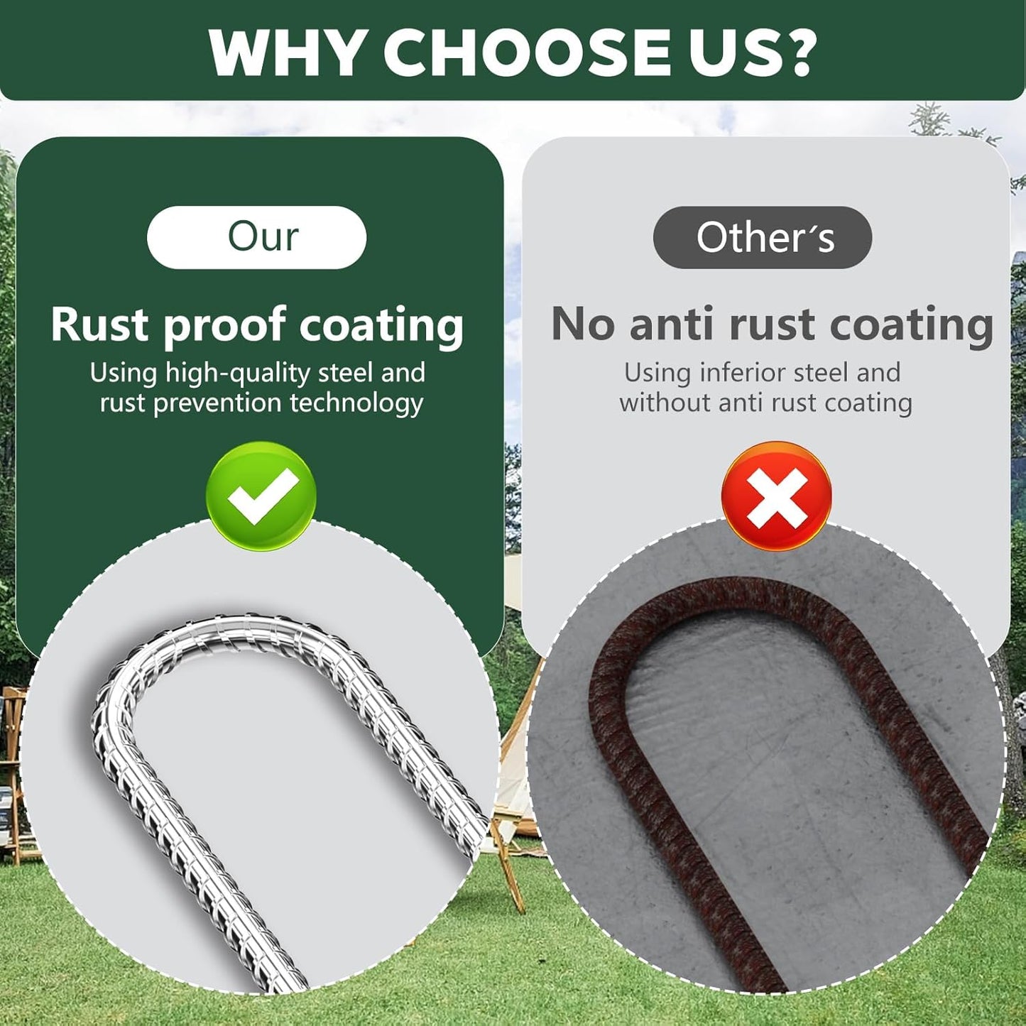 20 Pieces Trampoline Stakes Anchors High Wind Heavy Duty,U Shaped Garden Hooks Stakes for Ground,Trampoline Tie Downs Anchor Kit,Bounce Horseshoe House Stake,Rebar Camping Tent Stakes,12 Inch Long