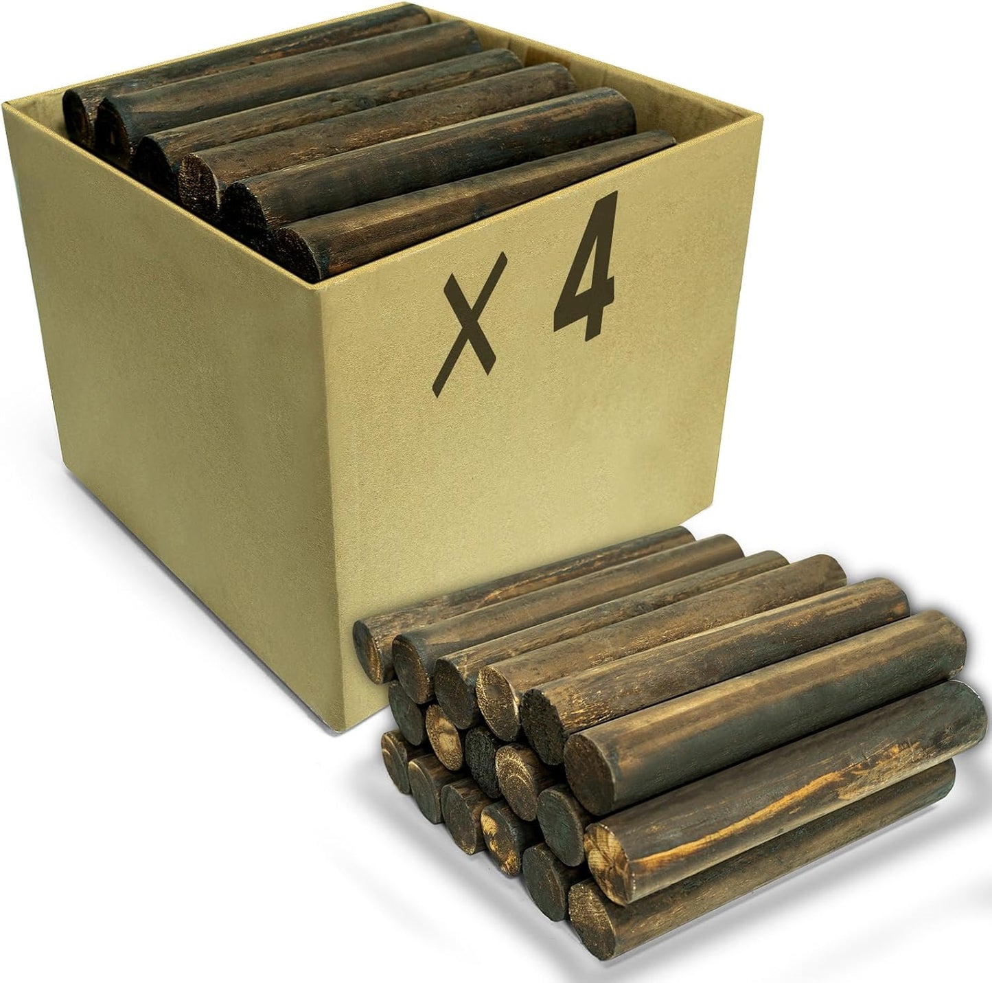 Wood Garden Fence, Natural Wooden Solid Log Edging Border Decorative for Flower Bed Barriers and Landscape Fencing (4PACK)