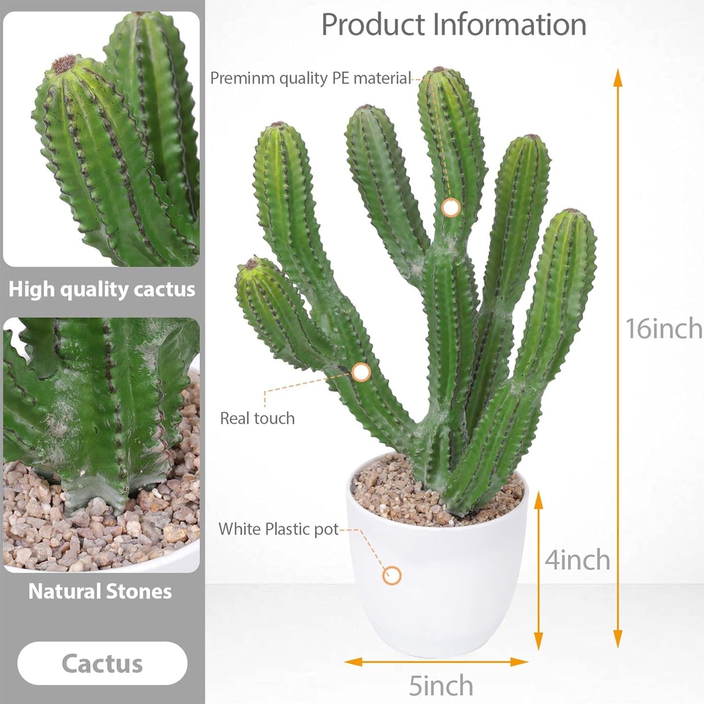 Artificial Cactus 16inch Faux Cacti Fake Succulent Plants for Indoor Outdoor Home Office Garden Decor