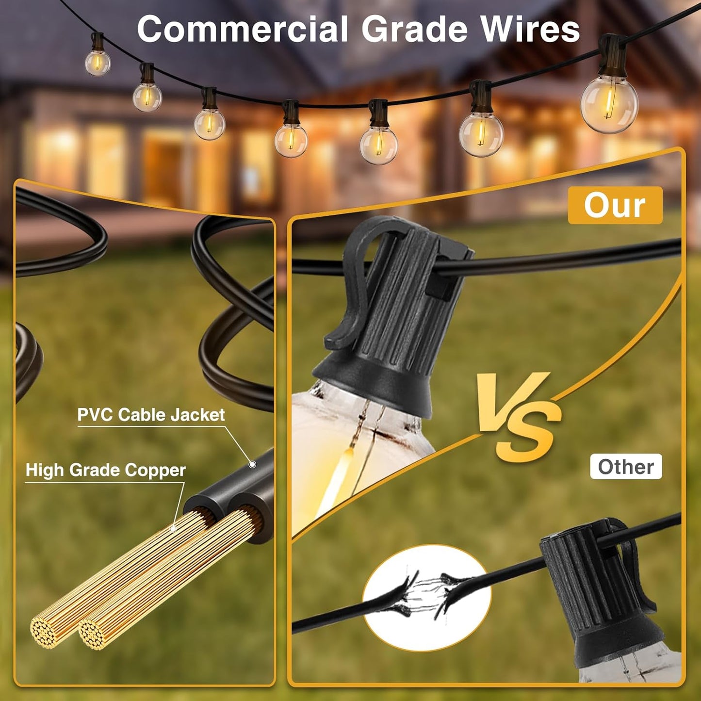 ZJOJO Solar Outdoor String Lights 200FT(100 * 2Pack) G40 Globe Patio Lights Outdoor String Lights Solar Powered with 100 Edison Glass Bulbs 2700K Shatterproof Hanging Lights for Porch Backyard Bistro