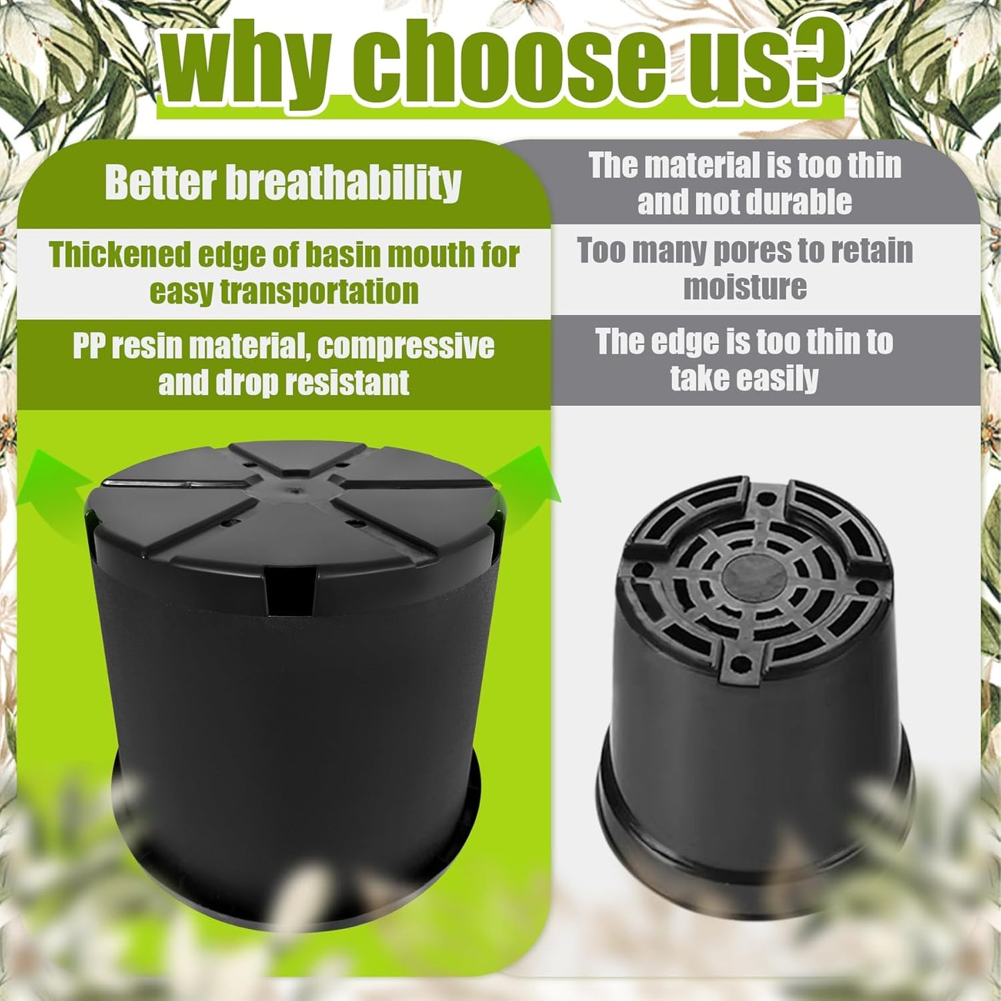 20 Gallon Nursery Pots Plastic Container Injection Molded Pot for Plants Flexible with Drainage Holes Suitable for Plants Soil Growers or Hydroponics Black 10 Pcs