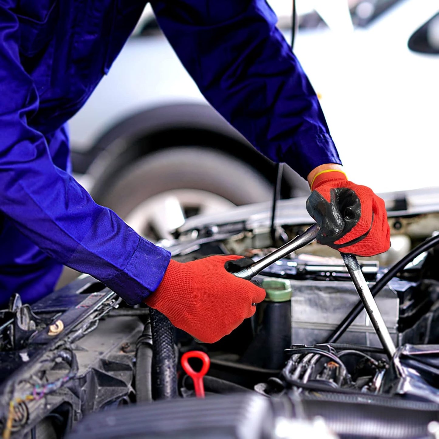 Evridwear Work Gloves with Grip Rubber Coated for Men Women Warehouse Mechanic,12 Pairs Bulk