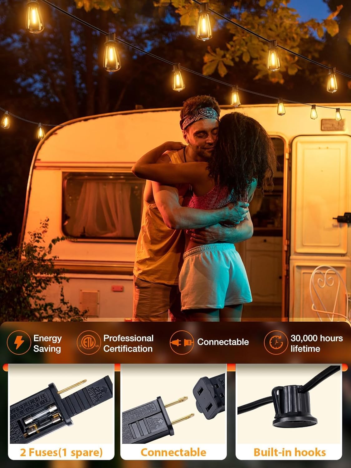 addlon 150 FT (3x50FT) Outdoor String Lights,Waterproof Patio Lights ETL Listed with 45+3 Shatterproof Dimmable ST38 LED Bulbs,2200K Connectable Outdoor Lighting for Backyard Bistro Garden