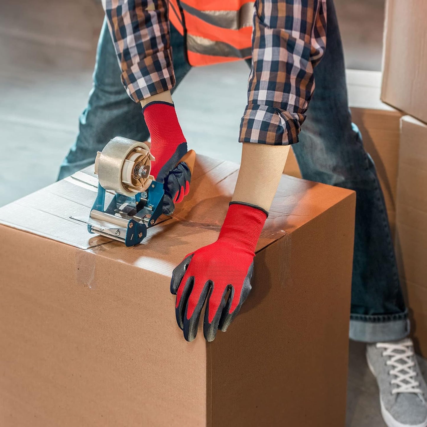 Evridwear Work Gloves with Grip Rubber Coated for Men Women Warehouse Mechanic,12 Pairs Bulk