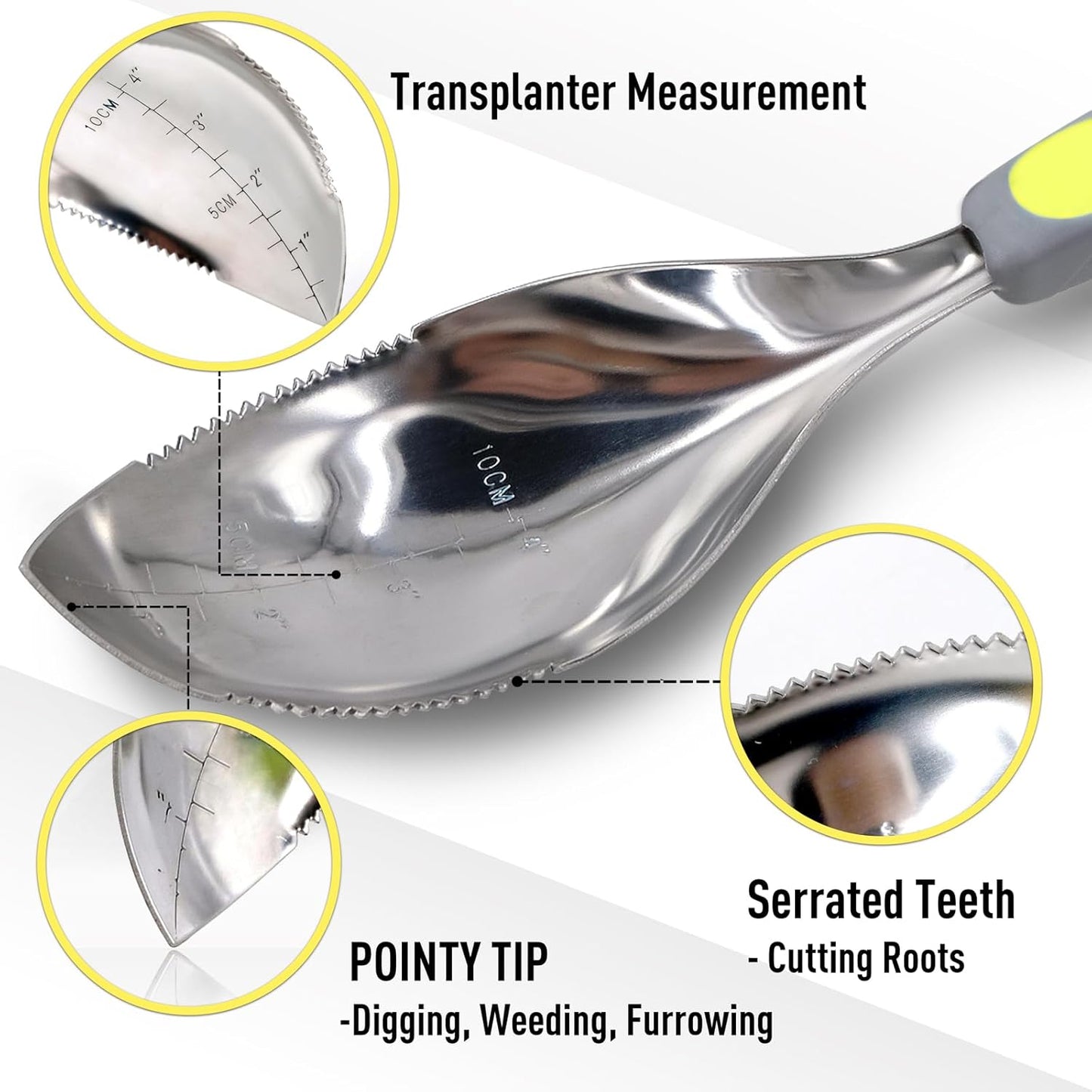 Jardineer 2Pack Garden Trowel, Stainless Steel Hand Shovel with Ergonomic Handle, Multi-Use Soil Scoops for Digging, Planting, Transplanting, Cultivating(Blue)
