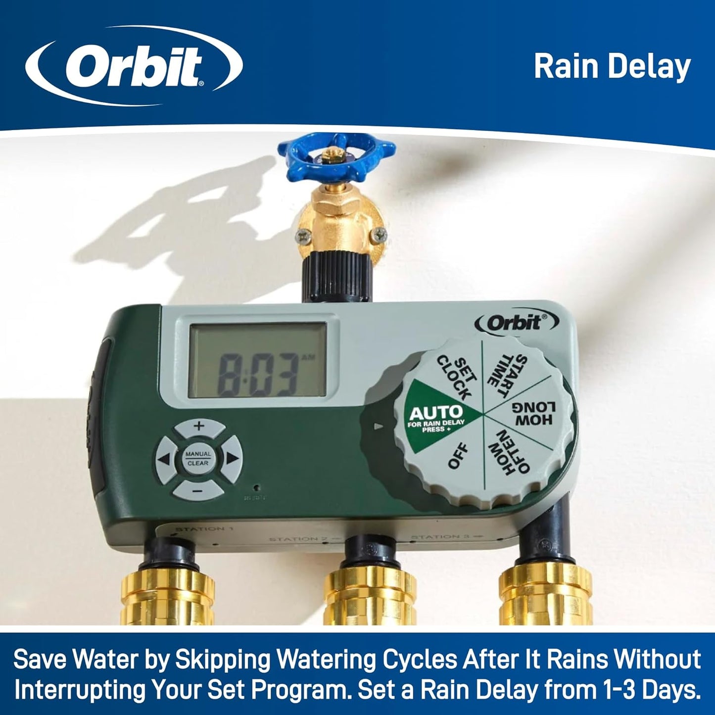 Orbit 56082 3-Outlet Programmable Digital Hose Watering Timer
