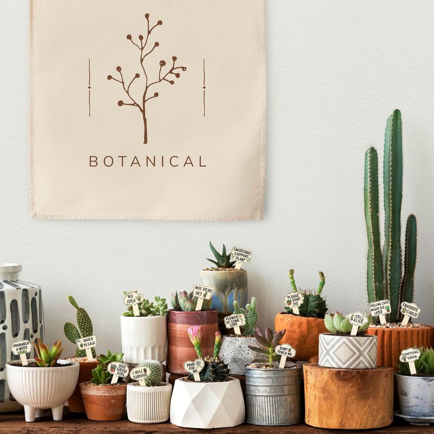 15 Pcs Funny Wooden Plant Markers, Interesting Garden Plant Labels Tab Cute Plants Signs Stakes for Indoor Outdoor Garden Potted Plants Patio Supplies