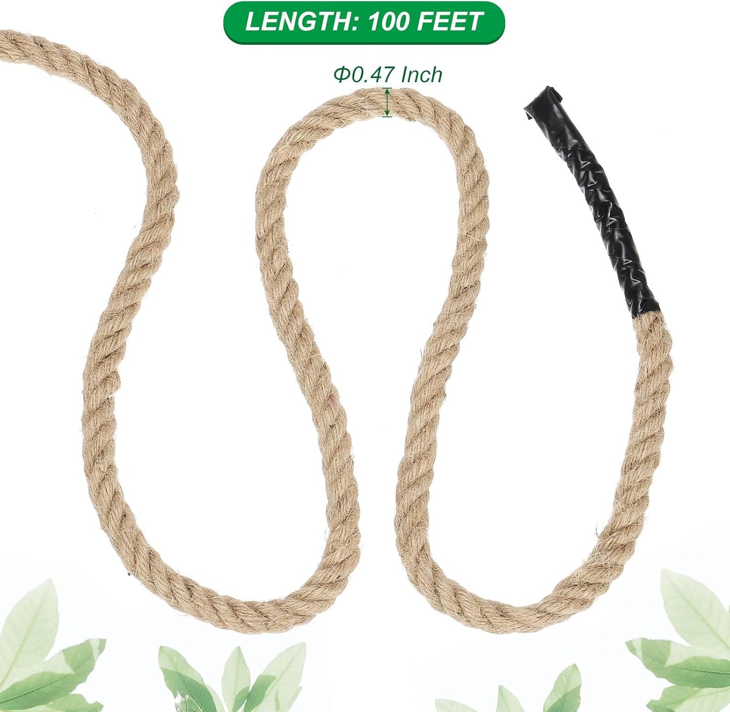 PATIKIL 1/2" x 100 Ft Twisted Manila Rope - Natural Thick Jute Twine for Docks, Railings, Bundling, Craft, Tug of War, and Decorating