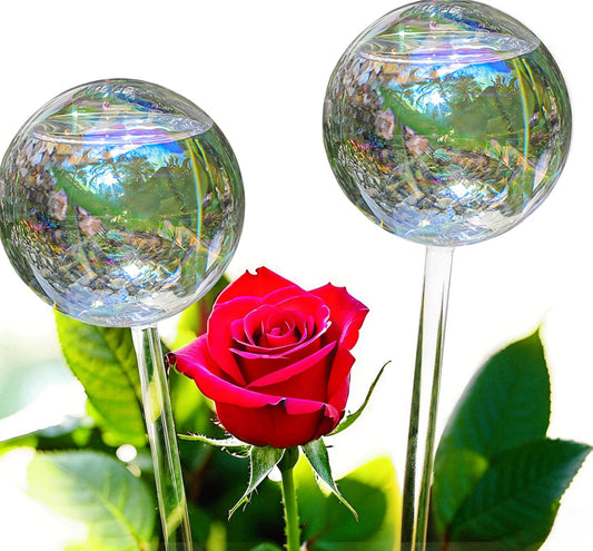 13 oz Up 2 Weeks Extra Large Watering Globes, Light Iridescent Plant Watering Globes, Water Globes for Indoor Plants, Watering Globe, 2 Pack