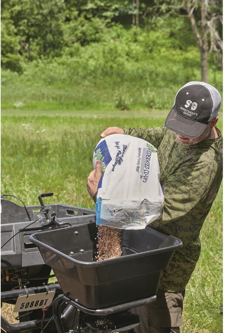 Guide Gear UTV/ATV Receiver Mount Broadcast Spreader Seeder, 80 Pound Capacity, Lawn and Garden Seed Spreaders, 12-Volt, with Rain Cover