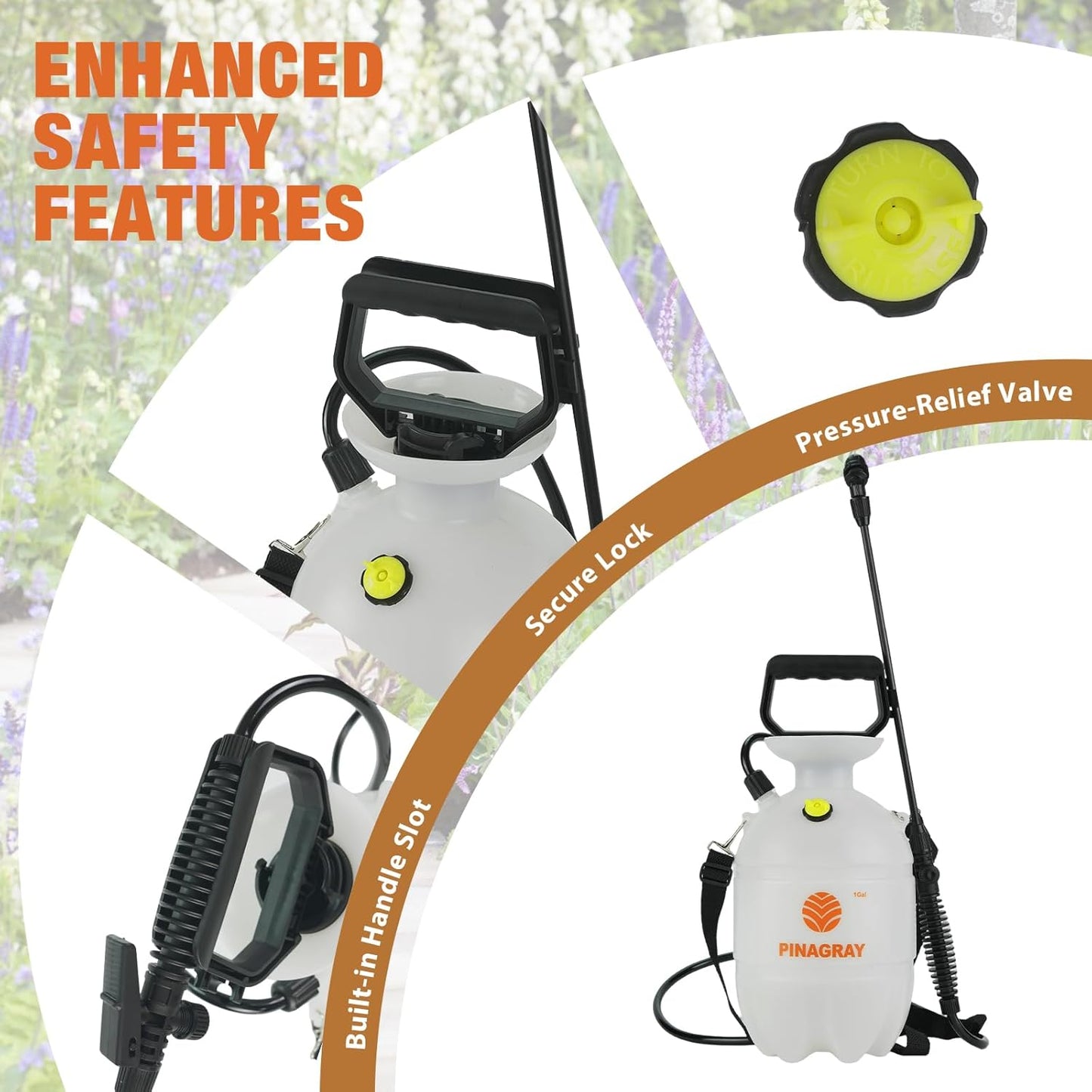 1 Gallon/3.78L Pressure Sprayer - Multi-Use Pump Mister for Garden, Lawn & Home with 2 Nozzles, Shoulder Strap & Gloves - Ideal as Weed, Plant & Water Sprayer