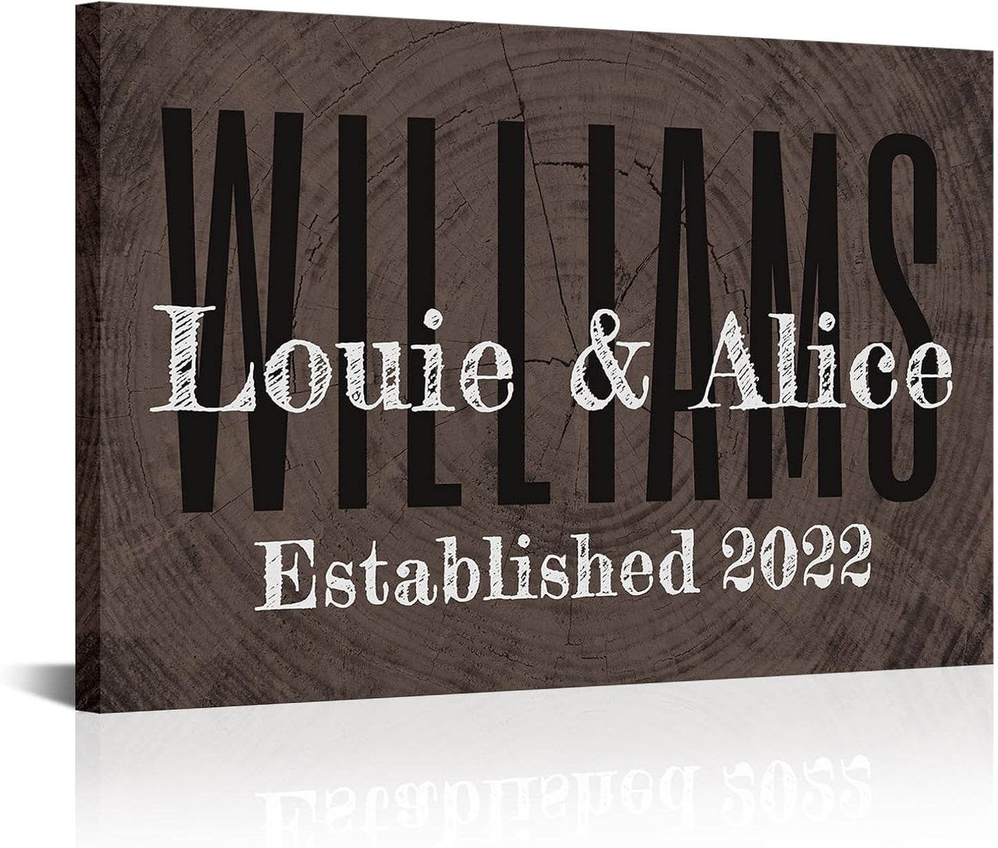 iLOOKLiKE Personalized Last Name Signs with Couple's Names Wall Art Custom Family Established Date Canvas Prints Framed Unique Wedding Anniversary Housewarming Gifts for Home Decor 24×36inch