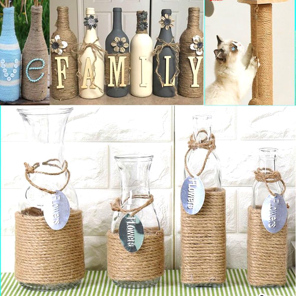 ARISKEY Natural Jute Twine 4mm,328 Feet String Rope for Crafts Suitable for DIY and Weaving Projects,Gardening Purposes and Outdoor Heavy-Duty Use