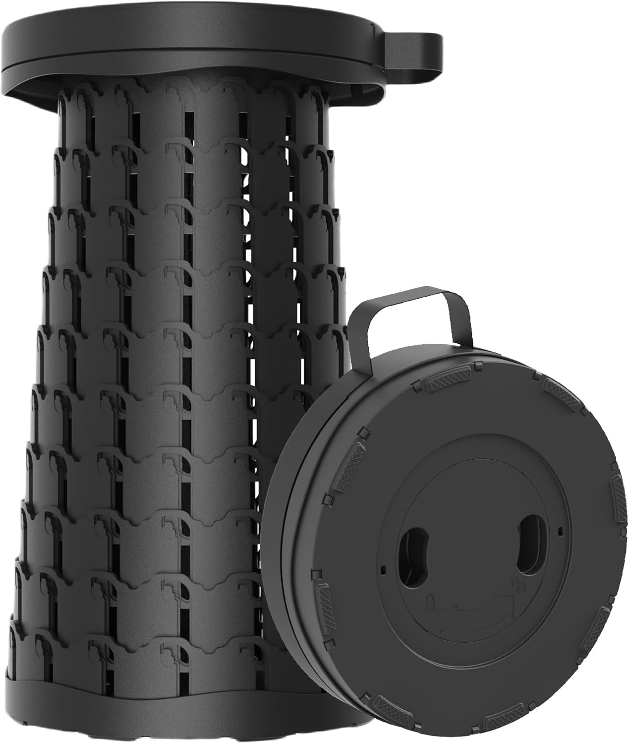 ALEVMOOM 2025 18" H Collapsible Stool Capacity 600lbs Portable Stools for Adults Heavy Duty, Adjustable Height Telescoping Folding Stool, for Outdoor Camping Travel Hiking Fishing