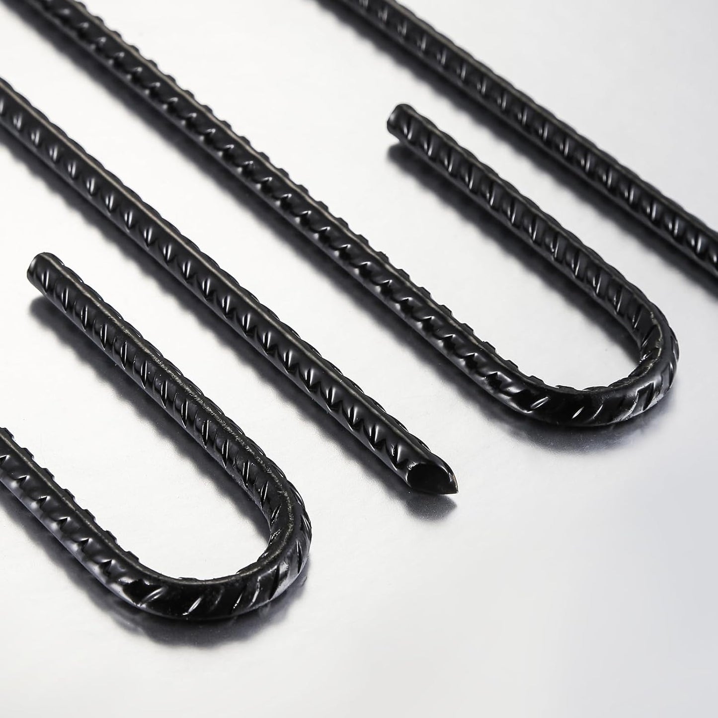 Rebar Stakes U/J Hook Extra Heavy Duty,(50pcs) 12 inch x 1/4 inch Rust Proof Coated Steel Ground Stakes Ground Anchors, Garden Stake Metal Stakes Tent Stakes Trampoline Anchors (J-Hook)